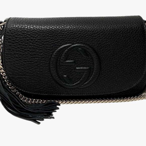 Gucci Soho Black Crossbody Bag with Chain Strap and Tassel - Picture 4 of 9